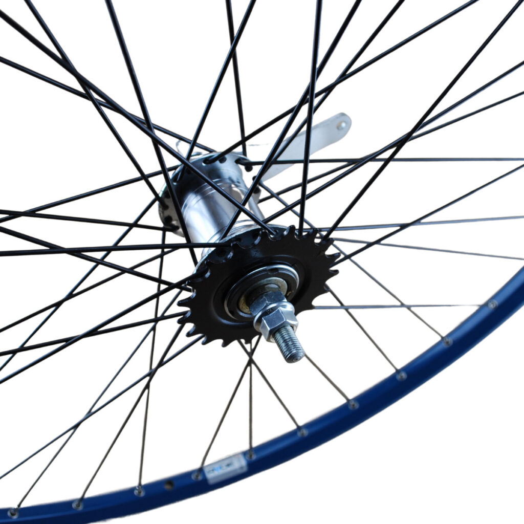 Fietsachterwiel 28inch terugtraprem Blauw RVS zwarte spaken - Afbeelding 2
