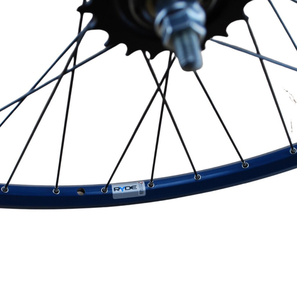 Fietsachterwiel 28inch terugtraprem Blauw RVS zwarte spaken - Afbeelding 3
