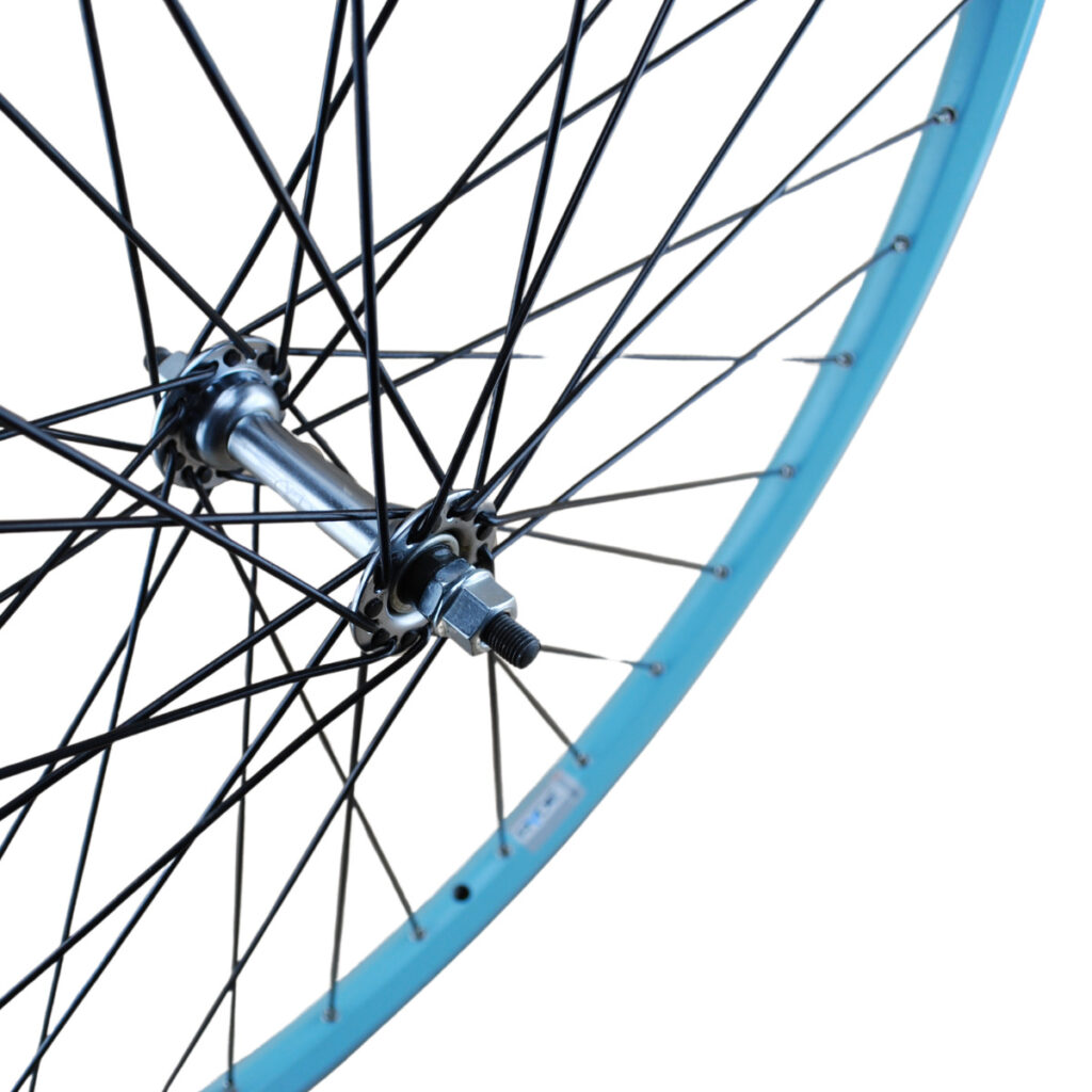 Voorwiel aluminium turquoise 28inch Sapim zwarte spaken - Afbeelding 2